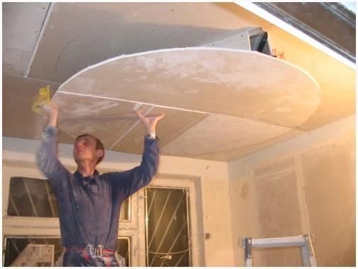 Монтаж гипсокартонных листов двухуровневого потолка