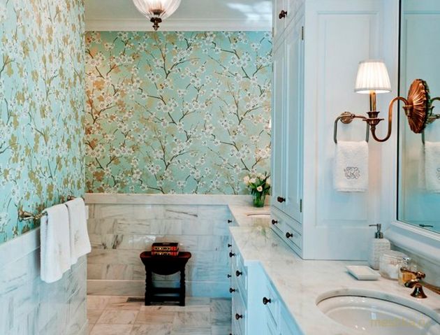обои, ванной, комнаты