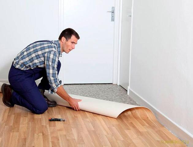 выбрать, уложить, линолеум