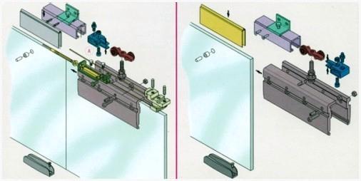 Механизм стеклянных раздвижных дверей