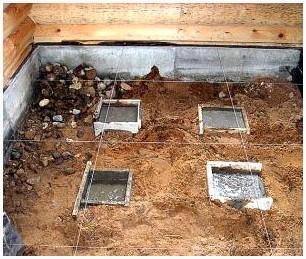 Разметка под опорные столбики под лаги