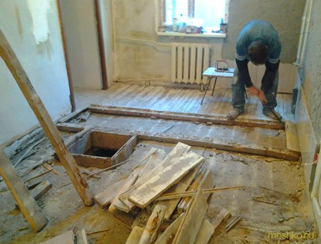 демонтаж, деревянного