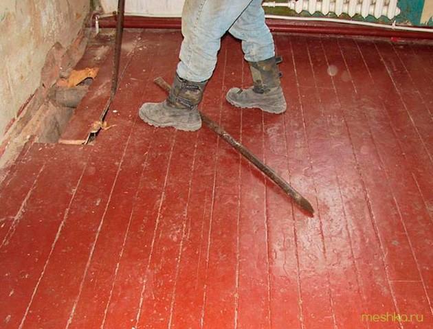 демонтаж, деревянного, пола