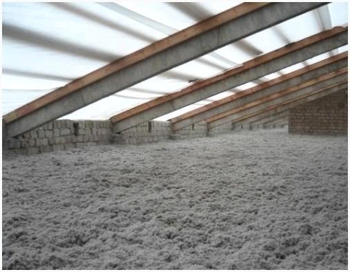 Утепление потолка эковатой