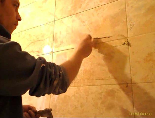 укладываем, плитку, швов