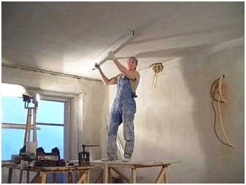 Рабочее место для шпаклевания потолка