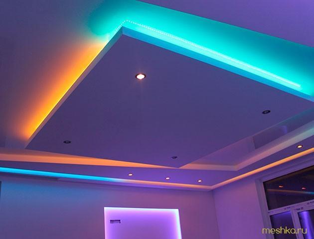 натяжные, потолки, подсветкой