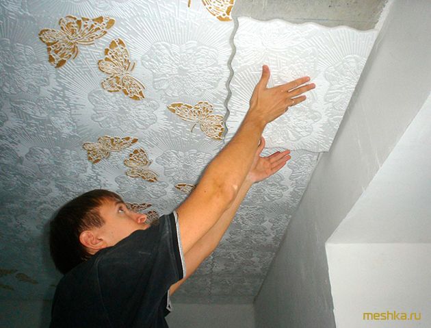 клеить, потолочную, плитку