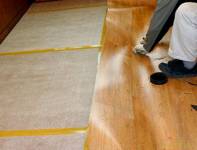 укладка, линолеума, деревянный