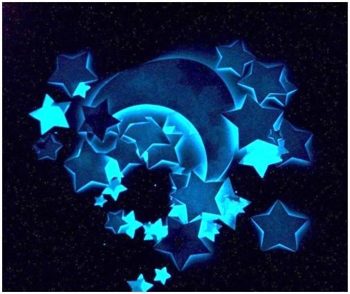 Натяжной потолок Звездное небо с помощью люминесцентной краски